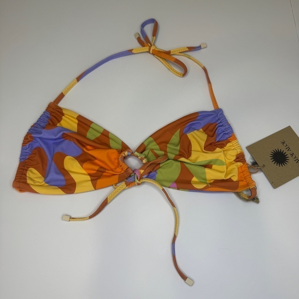 Aloe Aloe “Scrunch Top” Bikini Top Shave Ice Print | Size L NWT
